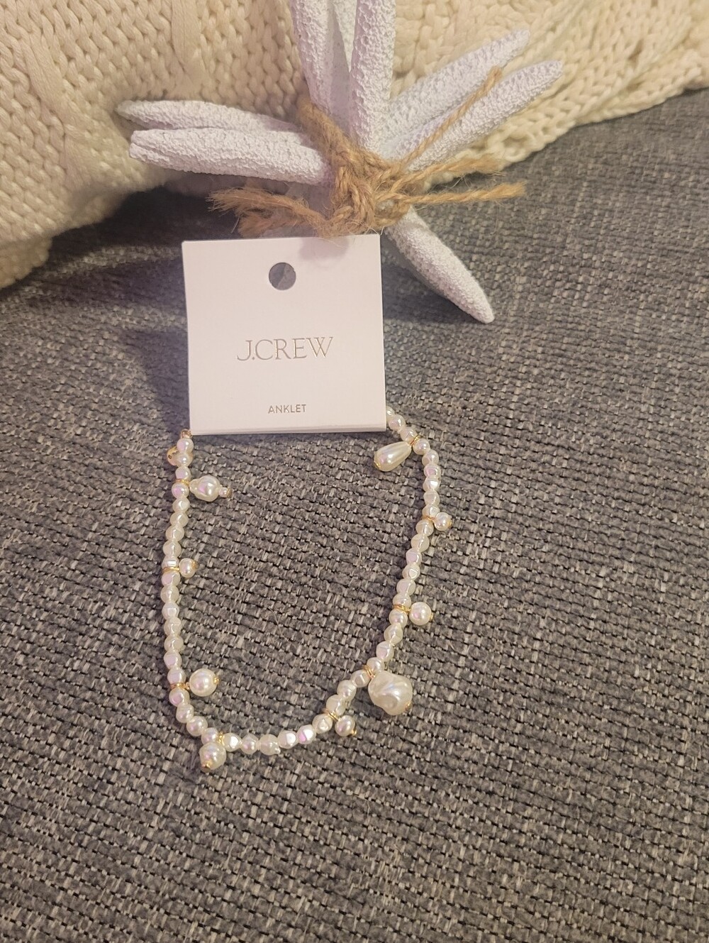 J. Crew White Pearl Beaded Anklet